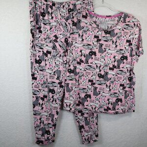 Secret Treasures Womens Dog Shirt Jogger Pajama set Pink L (12-14)